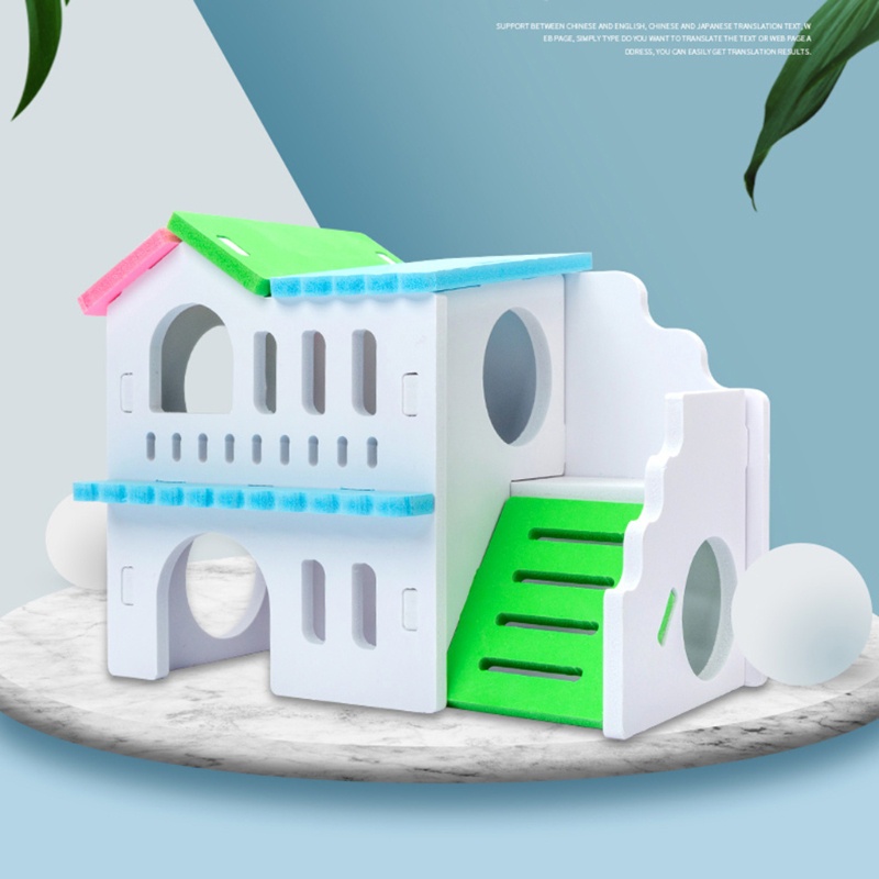 Nhà gỗ 2 tầng nhiều màu sắc dành cho chuột hamster