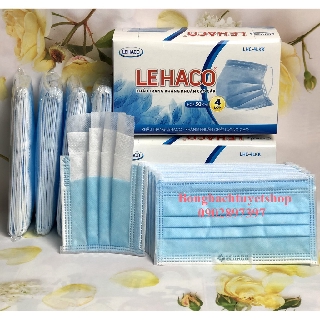Khẩu trang 4 lớp Lehaco Xanh kháng khuẩn cao cấp 50 cái/ hộp - Khẩu trang y tế 4 lớp Lehaco chất lượng cao