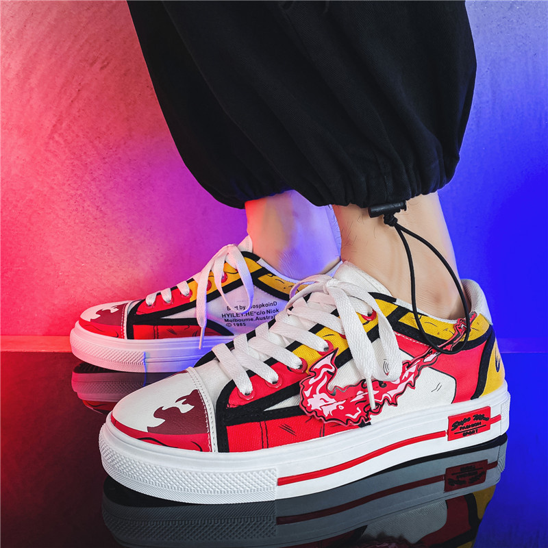 Giày Sneaker Nam In Họa Tiết Anime Demon Slayer Rengoku Kyoujurou Độc Đáo