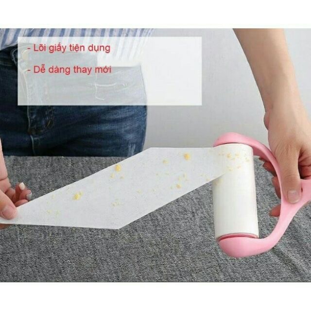 CÂY LĂN BỤI QUẦN ÁO HỒNG KÈM THÊM 2 CUỘN LĂN BỤI mã hàng hot