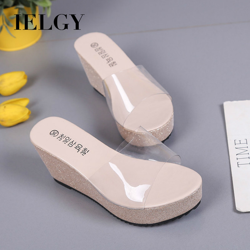 Dép Đế Xuồng Quai Ngang Trong Suốt Chống Trượt Thời Trang Mùa Hè Cho Nữ