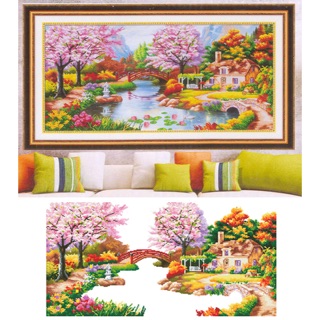Tranh gắn đá hạt tròn đục + hạt đa sắc và hạt nổi: 150x75cm