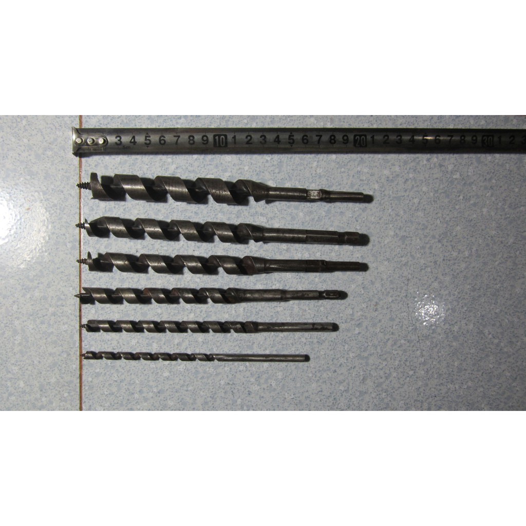 Combo 6 mũi khoan gỗhàng bãi nội địa Nhật đường kính 6-9-12-14-15-18mm, dài từ 16- 20cm