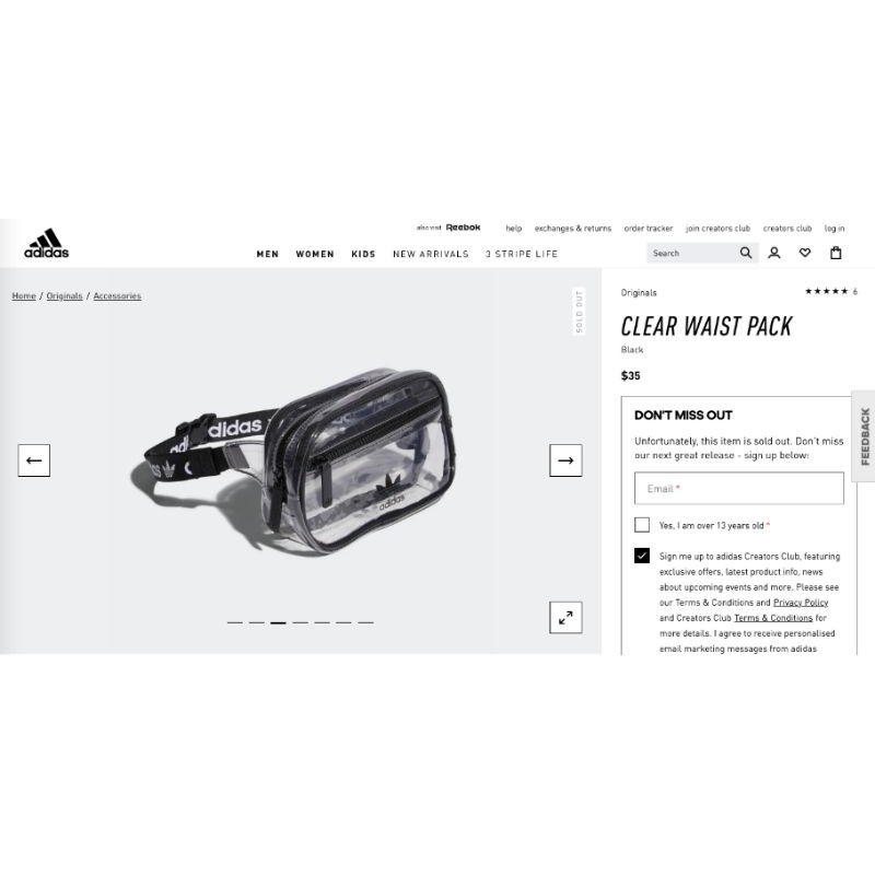 (Chuẩn hãng) Túi bao tử adidas trong suốt (CL5283) | BigBuy360 - bigbuy360.vn