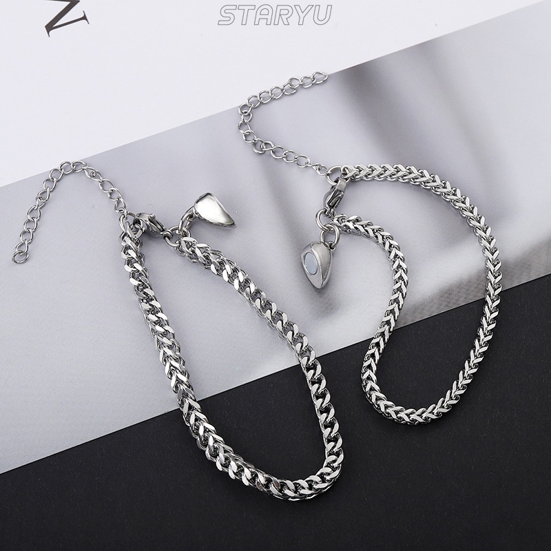 Vòng tay cặp đôi bằng thép không gỉ nam châm độc đáo