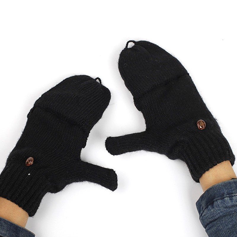 Sale 70% Cặp găng tay hở ngón đan len giữ ấm mùa đông cho nam nữ, Khaki Giá gốc 100,000 đ - 21C24