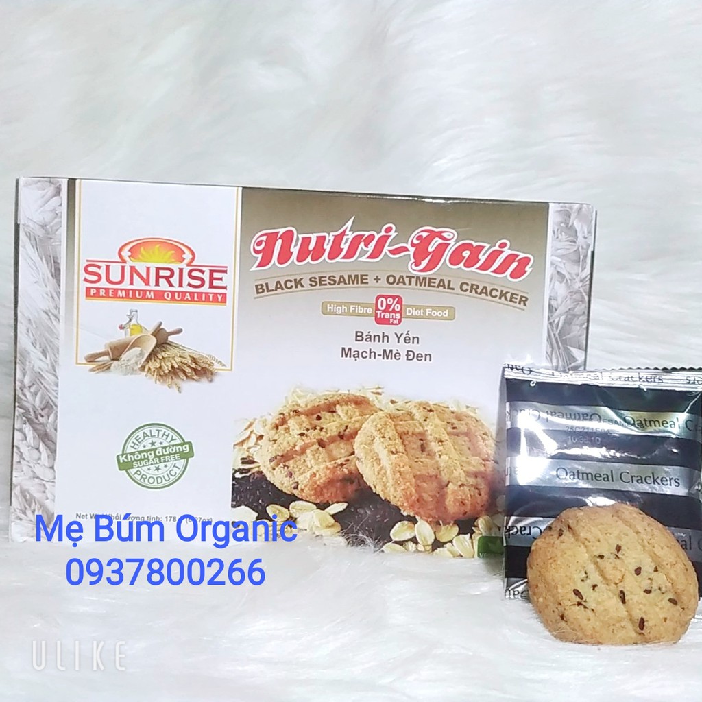 [ HCM Giao Hỏa Tốc] Bánh Yến Mạch - Mè Đen Nutri - Gain, Dành Cho Người Ăn Kiêng, Tiểu Đường Hộp 178g ( 16 bánh)