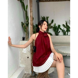 Set áo đỏ + cv dập ly trắng