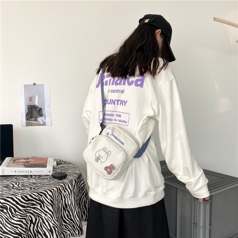 Túi Đeo Chéo Nữ Vải Canvas Chống Thấm Nước Thời Trang - Túi Canvas Đẹp Giá Rẻ, thiết kế tỉ mỉ kèm ghim cài trên túi đeo