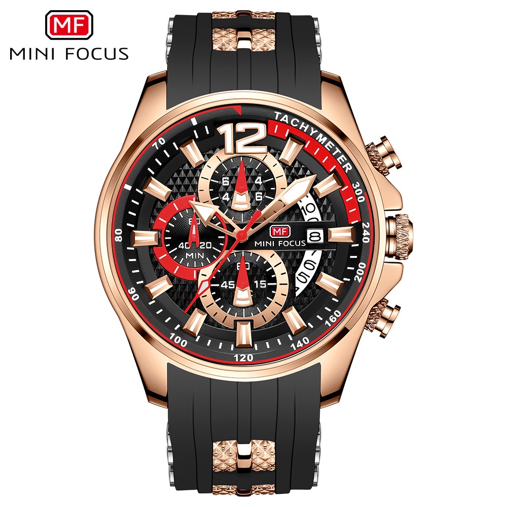 Đồng hồ nam đeo tay MINI FOCUS, đồng hồ chính hãng chống nước 6 kim kèm dạ quang, kiểu thời trang thể thao cao cấp