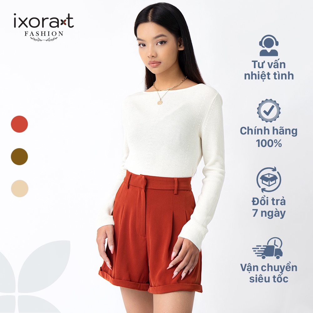 Quần short nữ ống rộng IXORAT FASHION 3 MÀU Kem, Đỏ, Nâu rộng rãi, thoải mái, dể dàng phối đồ