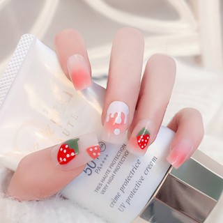Set 24 Móng Tay Giả Họa Tiết Dâu Tây (S126)
