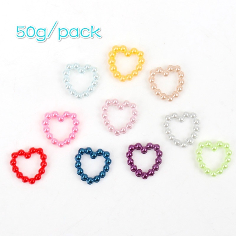 Set 50g phụ kiện ngọc trai giả mặt ưng dẹt 11mm trang trí ốp điện thoại