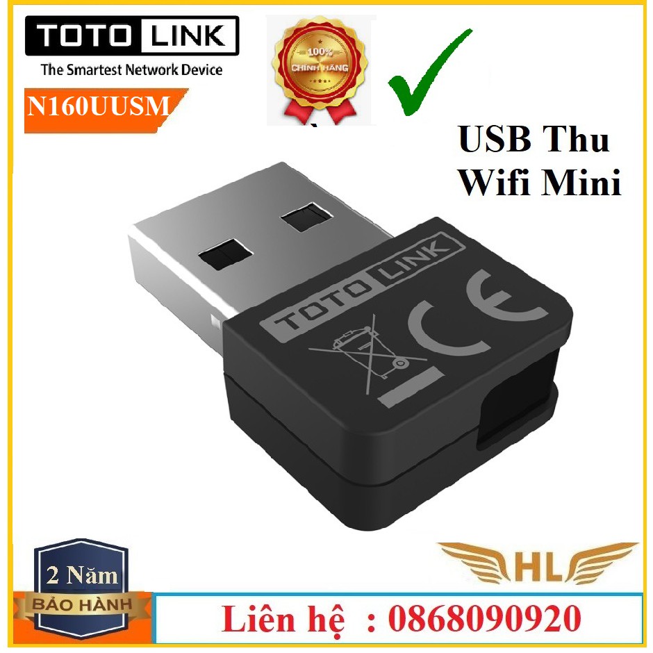 USB Thu Wifi Totolink N160USM USB Wi-Fi siêu nhỏ chuẩn N 150Mbps - Hàng Chính Hãng