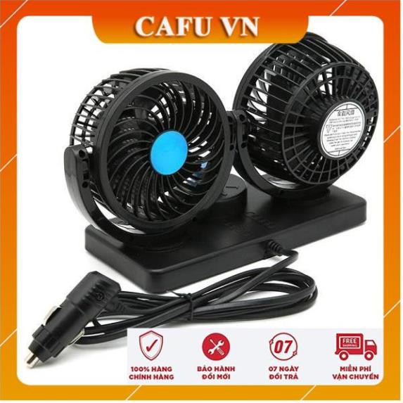 Quạt đôi ô tô quạt đôi mini 360 độ để trong ô tô, để bàn làm việc. - CAFU VN
