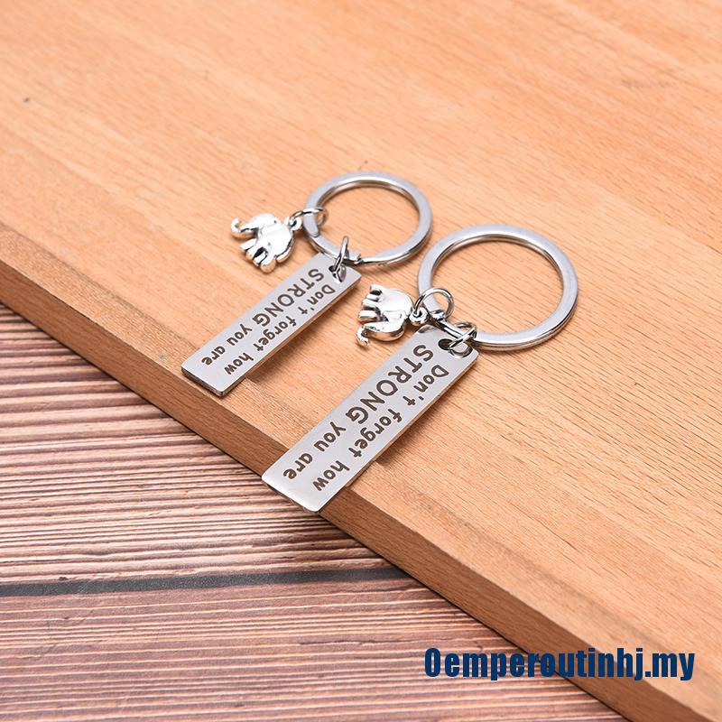 Oemperoutinhj<・)))><<Elephant Keychain Don't Forget How Strong You Are English Letter Key Chain Gifts