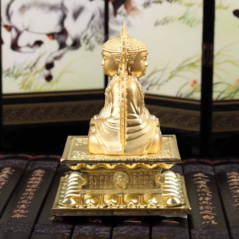 Tượng Phật A Di Đà bằng họp kim mạ vàng để xe ô tô + Tặng kèm hồ lô treo xe.