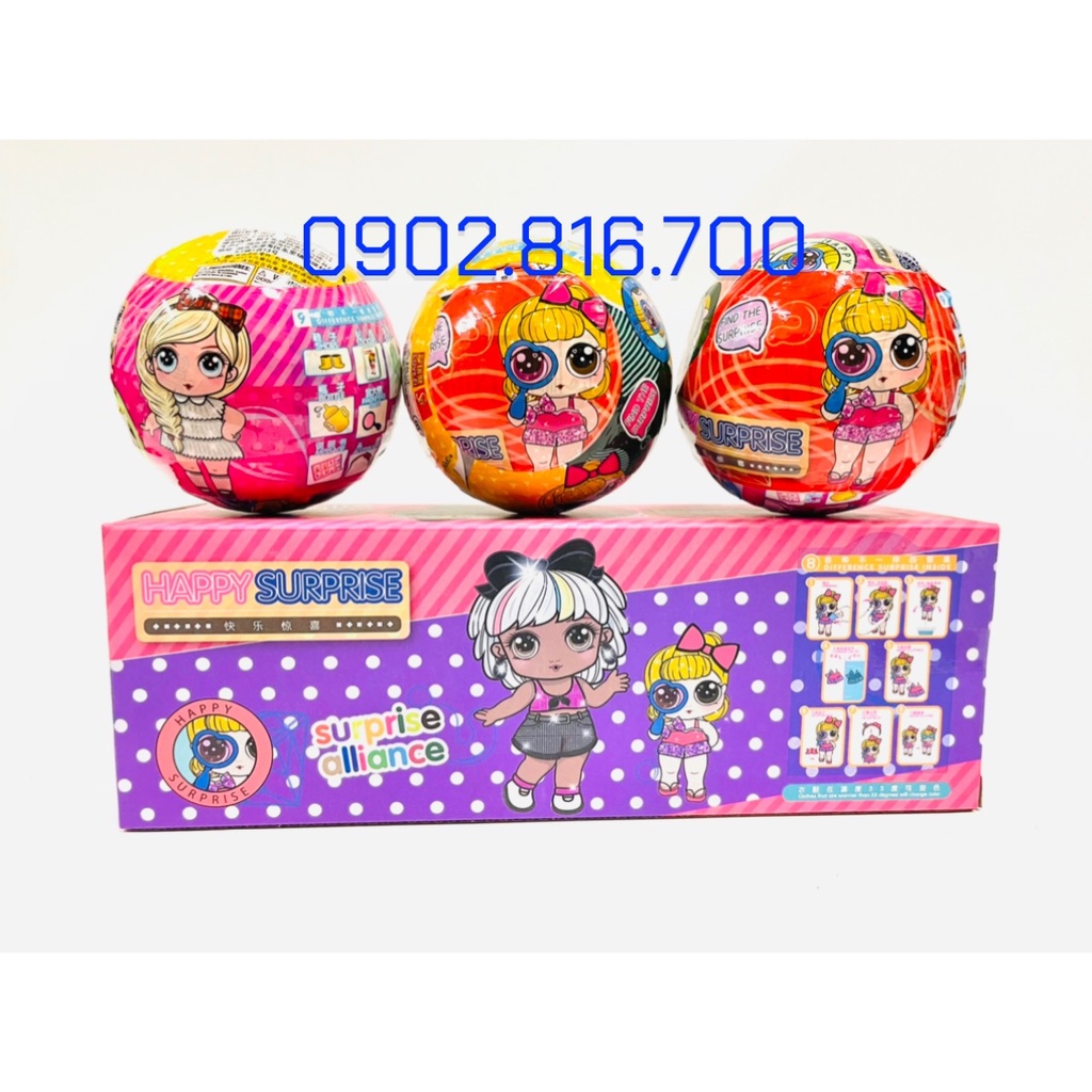 Hộp đồ chơi 3 quả trứng bất ngờ búp bê lấp lánh LOL SURPRISES - HAPPY SURPRISE