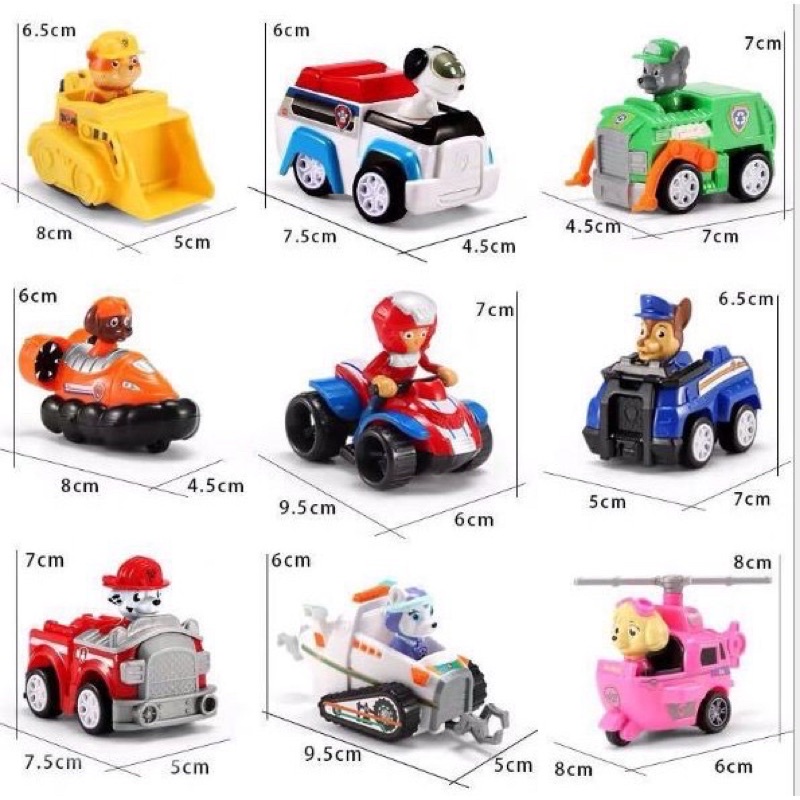 Đồ chơi Biệt Đội chó cứu hộ Paw Patrol 9 nhân vật và 9 xe A11