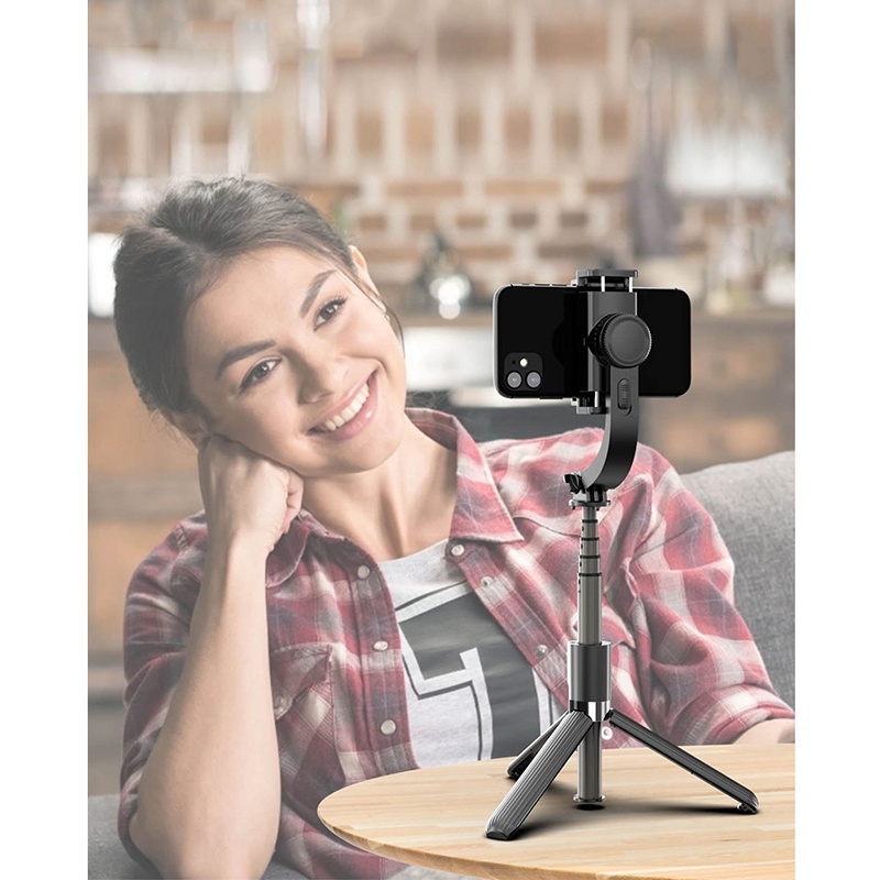 Gậy chống rung gimbal tripod điện thoại L08 kèm remote chụp hình bluethooth, quay video