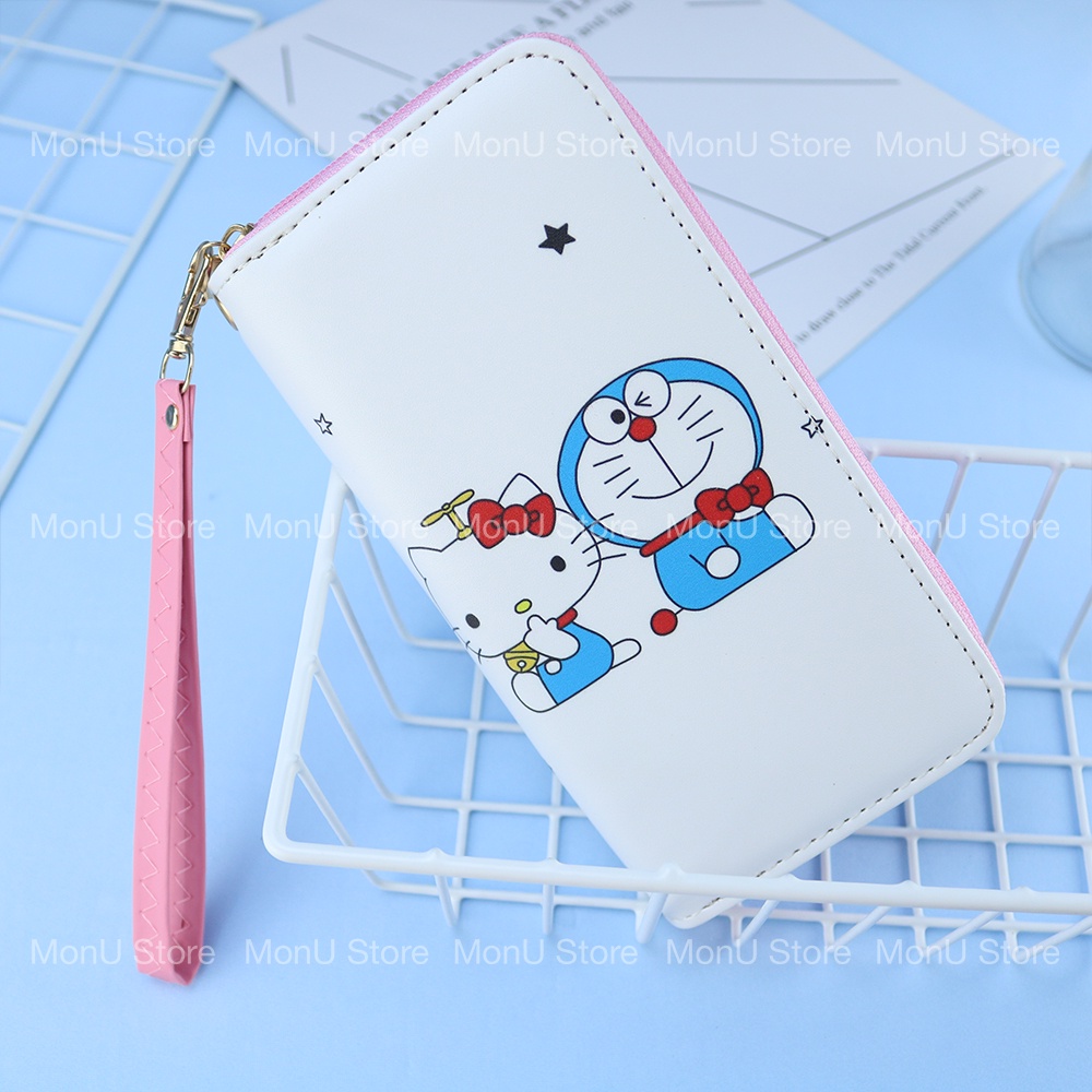 Bóp ví dài có dây xách hình DORAEMON DOREMON dễ thương cute