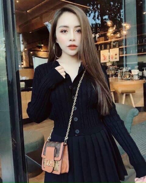 Áo len thừng dài tay cúc to