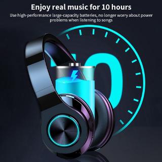 [✅COD]  LED Colorful Breathing Lights Portable Folding Wireless Bluetooth Headphones With MIC