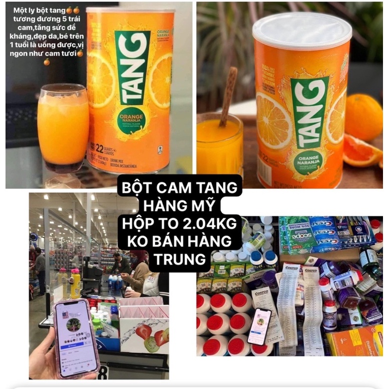 BỘT CAM TANG ,BỘT PHA NƯỚC CAM TANG 2.04KG TỰ NHIÊN KHÔNG PHẨM MÀU HÀNG MỸ
