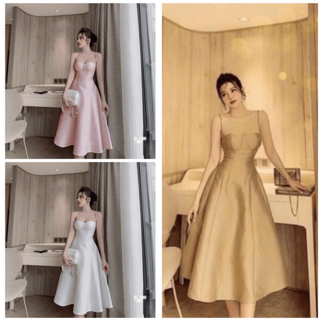 Mẫu Đầm Hai Dây Dáng Xòe Cực HOT Freesize Cho CHị Em 40-55kg UP