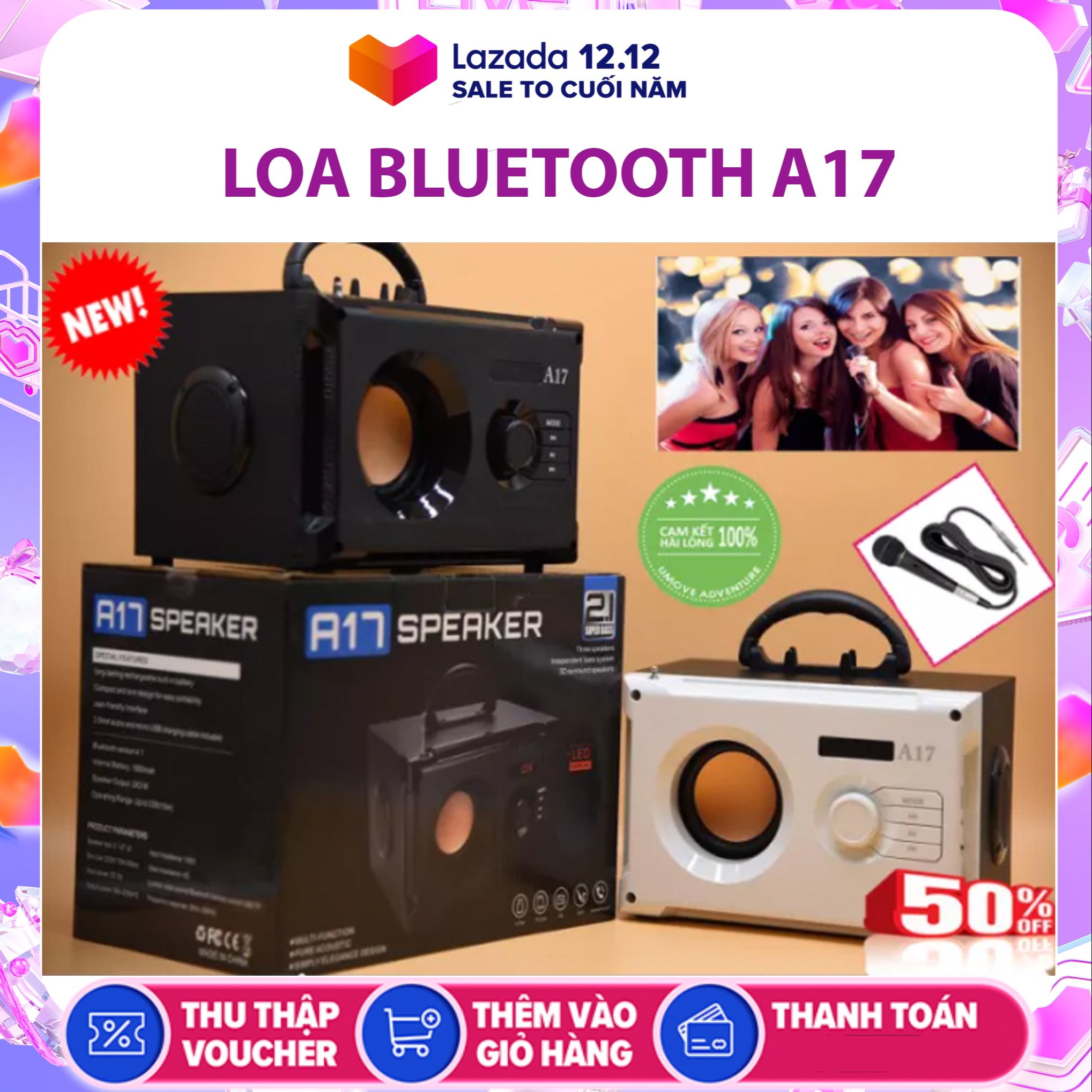 LOA BLUETOOTH KÈM MIC HÁT KARAOKE A17 A18 - kết nối bluetooth nhanh - Loa Nghe Nhạc, Loa Hát Karaoke