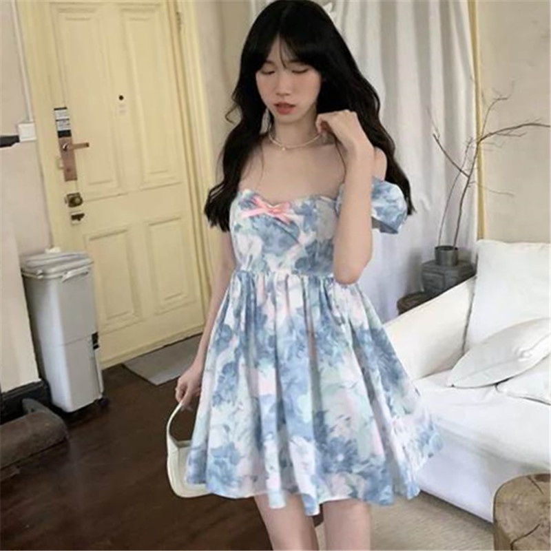 Đầm maxi nữ NRVP tay ngắn in hoa thời trang