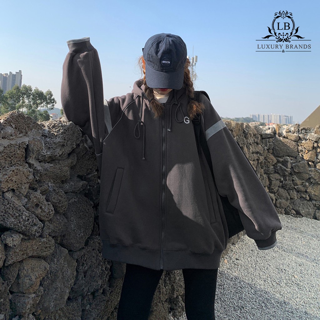[CÓ SẴN] Áo khoác lót nỉ bông da cá bóng chày nữ form rộng dày dặn dài tay có mũ dây kéo rút ulzzang Hàn Quốc | BigBuy360 - bigbuy360.vn