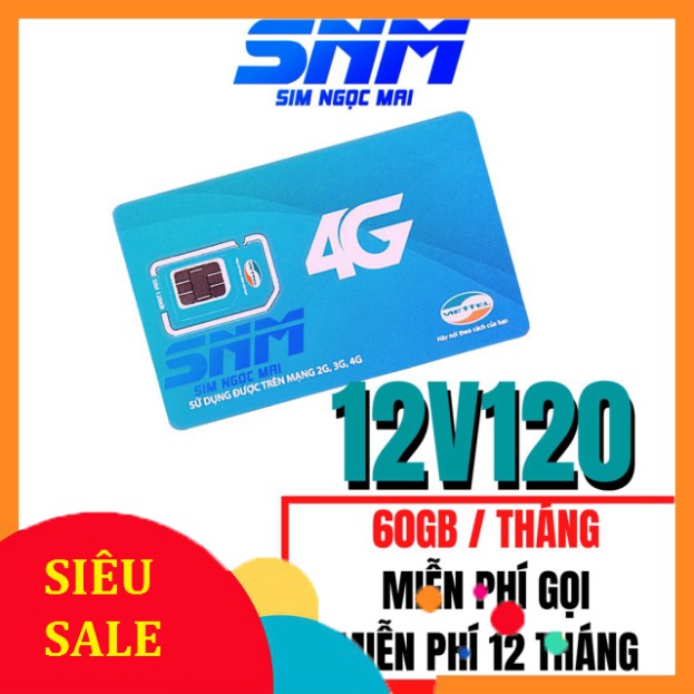 SALE CỰC KHỦNG  (FREE 12T) Sim 4G Viettel V120 Trọn Gói 12 Tháng - 4GB/NGÀY - 1440GB / NĂM - Miễn Phí SALE CỰC KHỦNG...