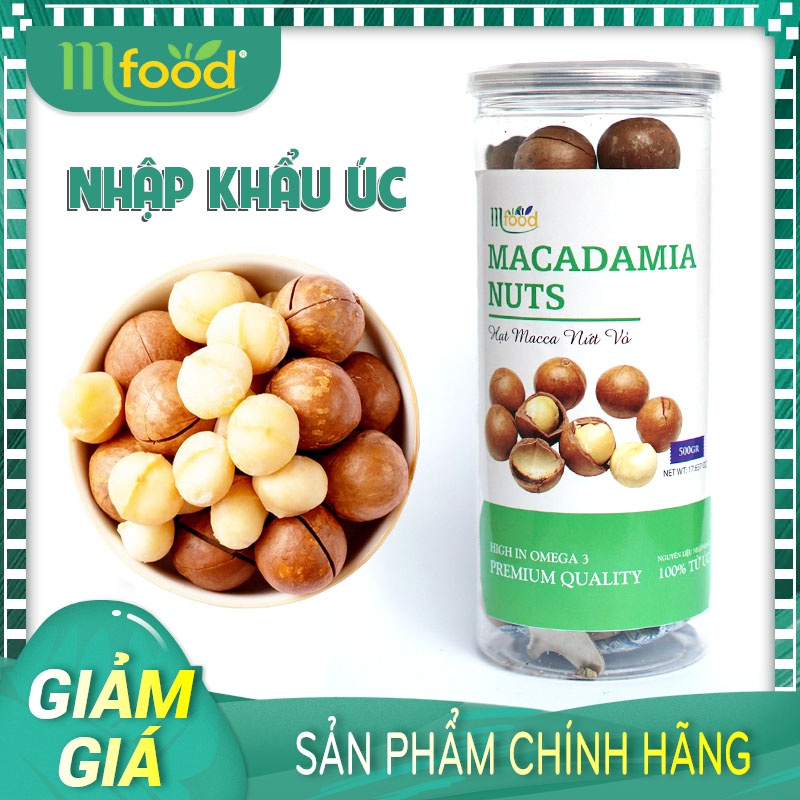 Macca Nứt Vỏ Tự Nhiên Hũ 500g - Thương Hiệu MFOOD