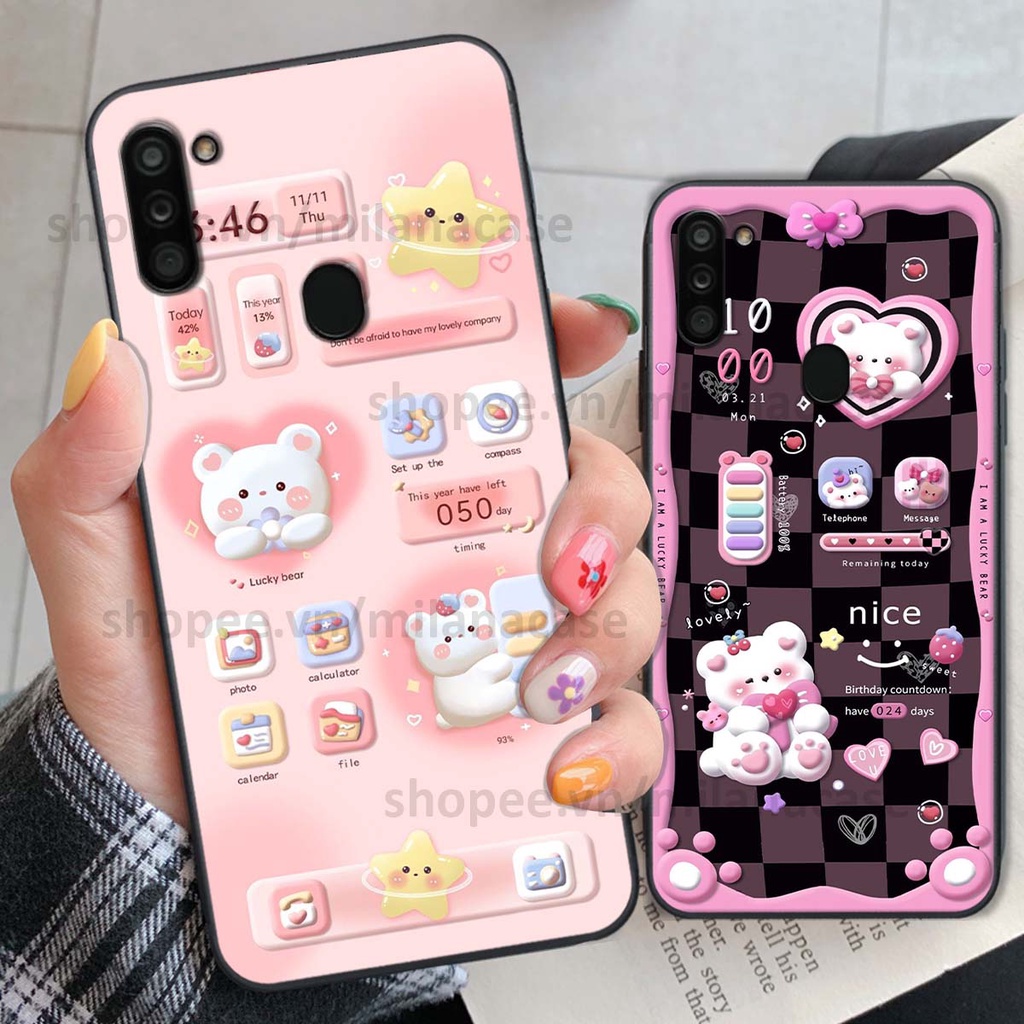 Ốp Samsung A11 / M11 hình đồng hồ icon gấu mèo cute cực dễ thương ngộ nghĩnh