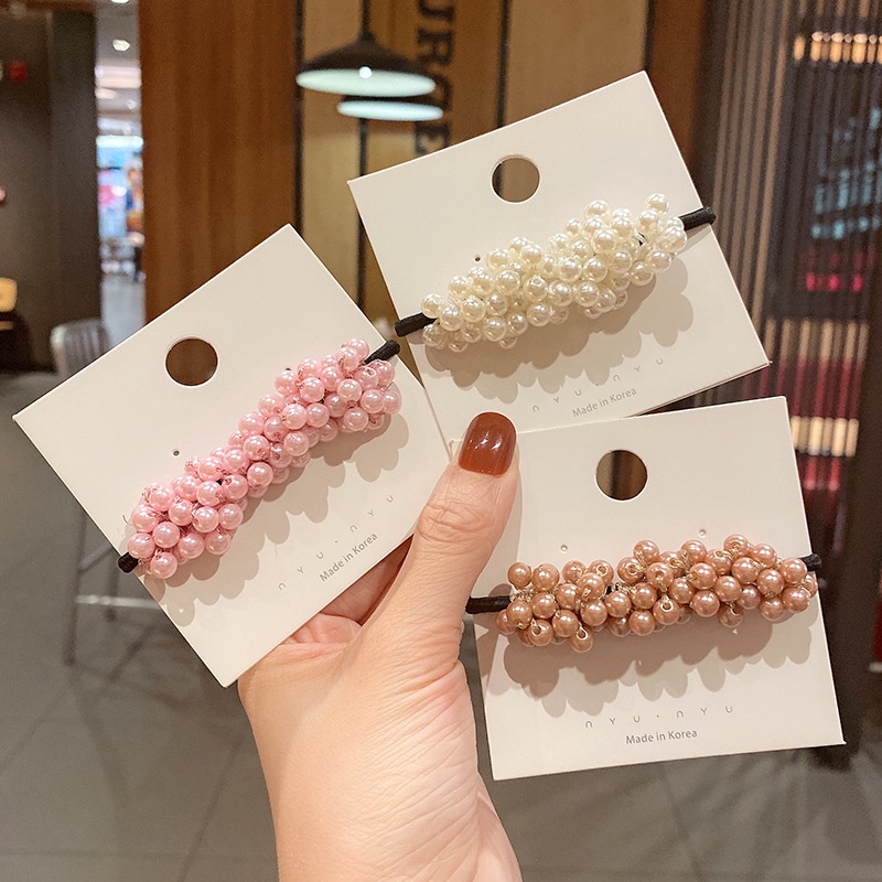 Dây buộc tóc đính ngọc trai giả phong cách Hàn Quốc