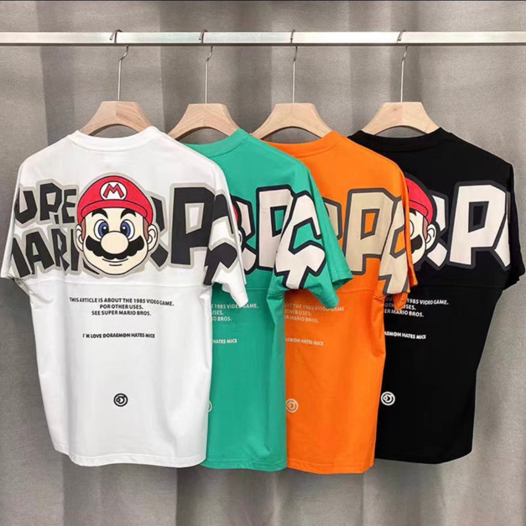 Áo phông nam form rộng,,Áo thun nam form rộng cổ tròn super mario cao cấp