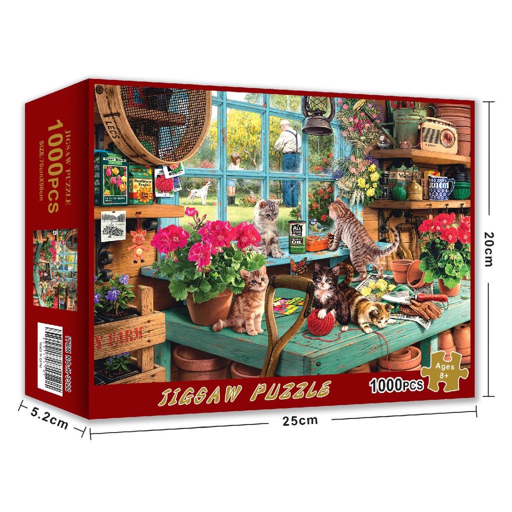 Bộ Tranh Ghép Xếp Hình 1000 Pcs Jigsaw Puzzle (Tranh ghép 70*50cm) Mèo Windowsill Bản Thú Vị Cao Cấp-H42