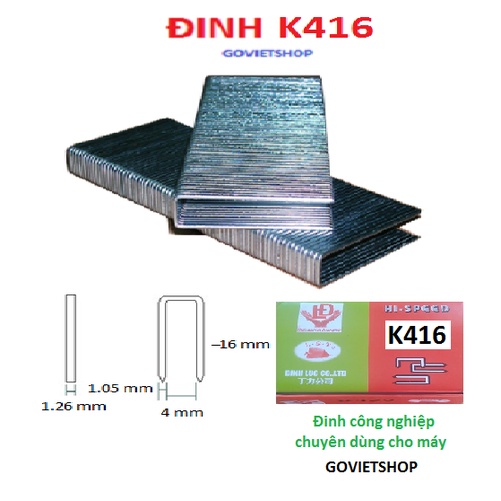 Đinh K416 công nghiệu U4mm x 16mm - hộp có 4800 cây đinh