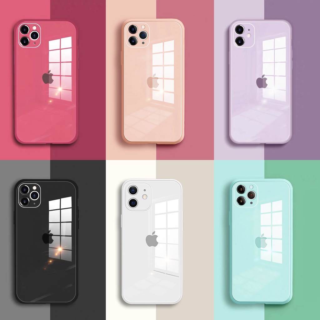 【Ship by Box】Ốp điện thoại silicon mềm mặt kính cường lực cho iPhone 11 Pro Max Case XR X XS Max 7 8 6 6s Plus