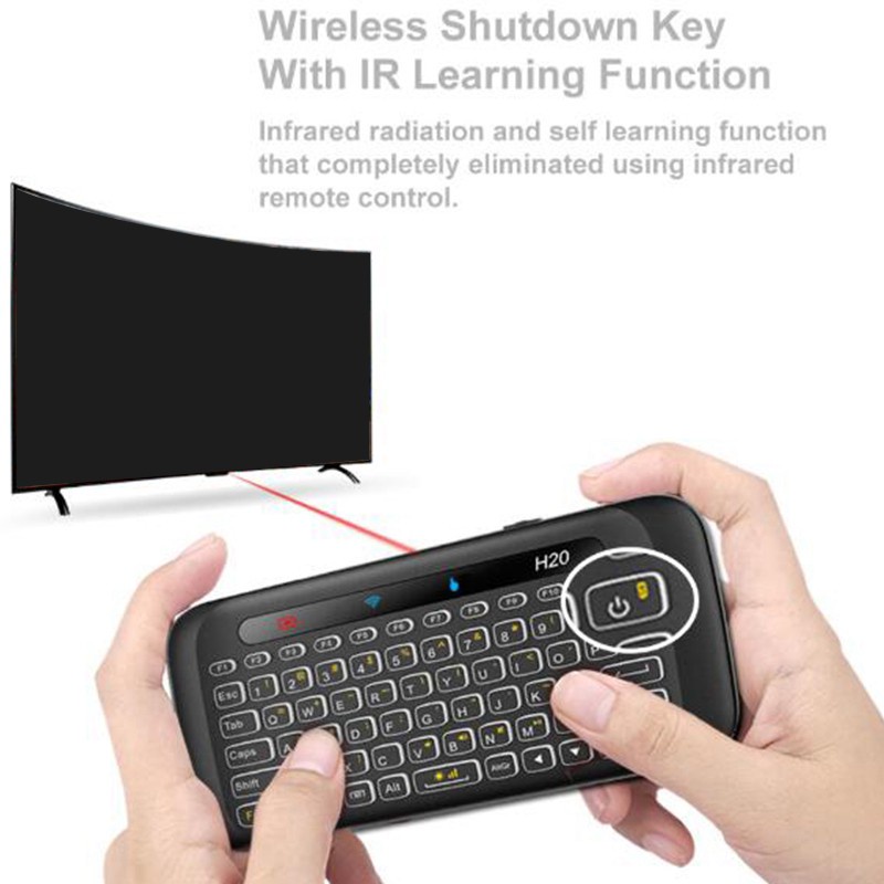 【Hot Sales】H20 2.4GHz Wireless Mini Keyboard Backlit Multi-Touch Touchpad Air Mouse for PC Smart TV Box