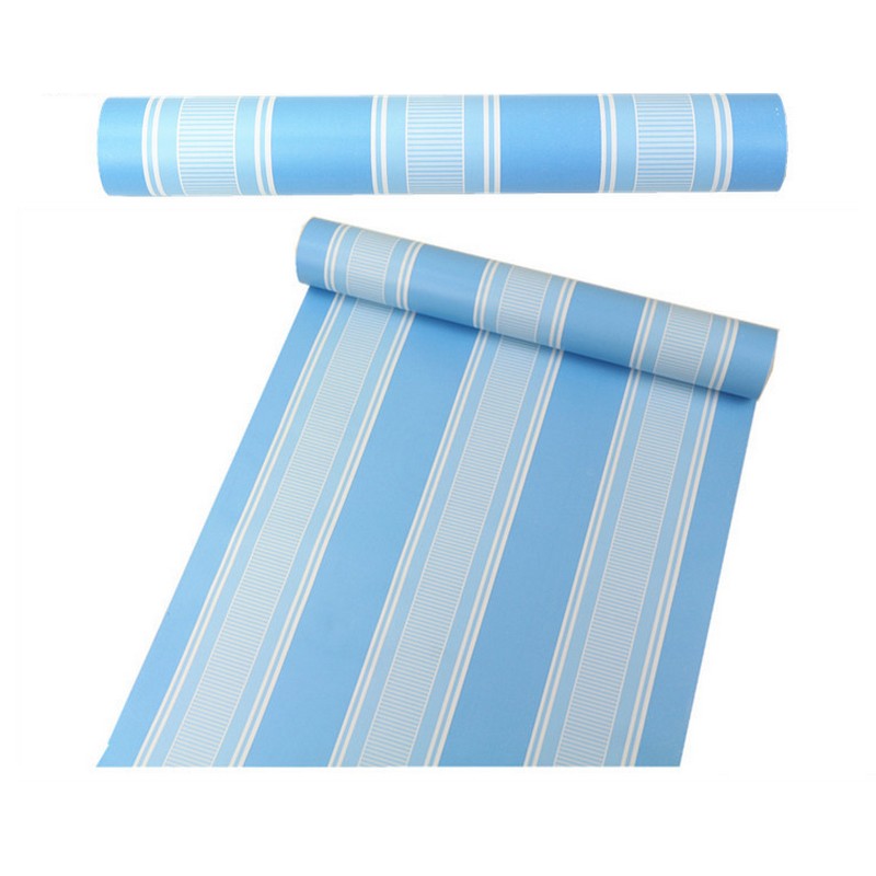 Decal giấy dán tường sọc xanh dương (khổ rộng 0.45m)
