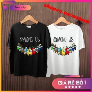 Áo among us, áo thun among us, vải cotton mát mịn, size trẻ em, người lớn, bigsize, áo đen in Pet nổi cực đẹp