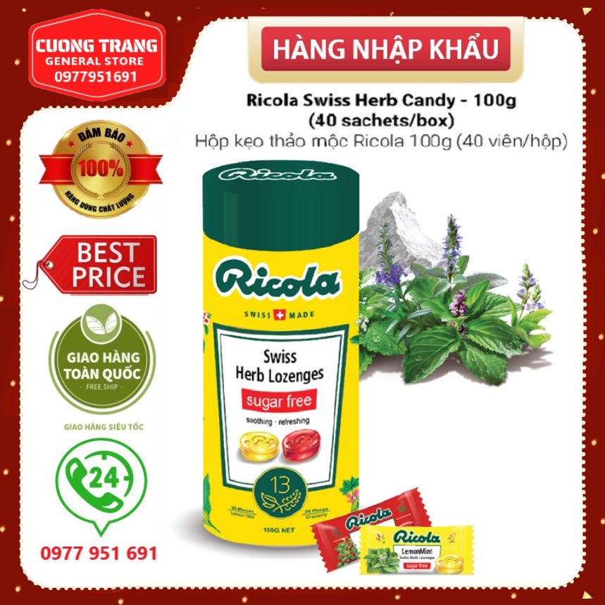 Hộp kẹo Ricola Swiss Herb Candy 100g