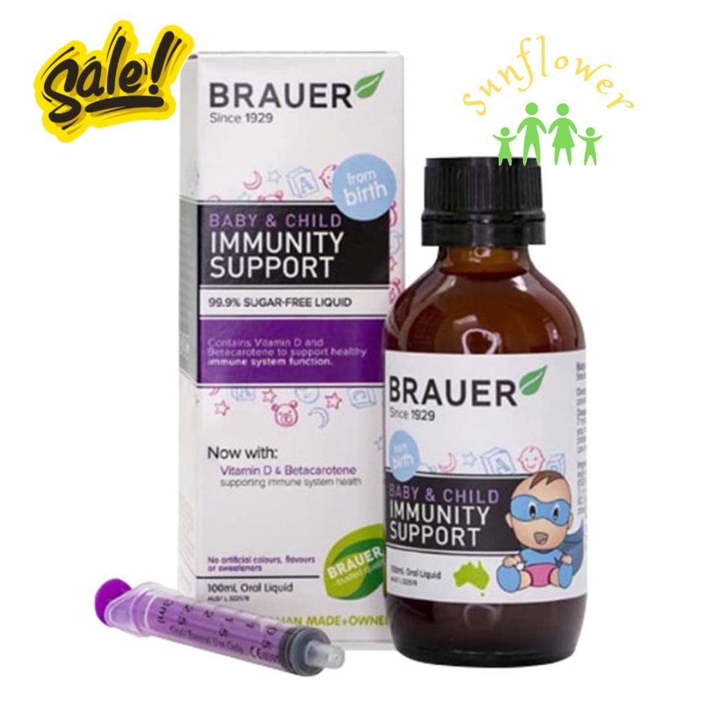 Siro BRAUER Immunity Support 100ml tăng sức đề kháng cho trẻ sơ sinh và trẻ nhỏ của Úc