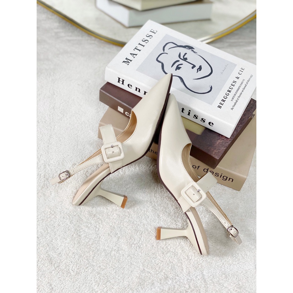 Giày cao gót - Sandal slingback COCO BEBE & CAPELLA mũi nhọn vintage 8p VNXK