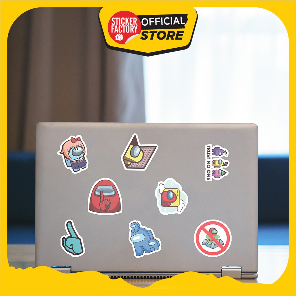 Hộp set 30 sticker decal hình dán nón bảo hiểm , laptop, xe máy, ô tô STICKER FACTORY - Among Us