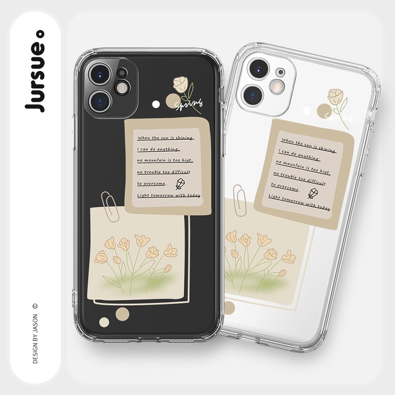 Ốp lưng JURSUE viền vuông hình dễ thương đẹp ngộ nghĩnh cho iPhone 13 12 11 Pro Max SE 2020 X XR XS ip 8 7 6 6S Plus Y31