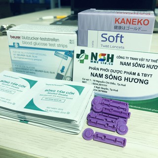 Combo 25 que thử đường huyết test beurer GL50 +25 Bông tẩm cồn+25 Kim lấy máu
