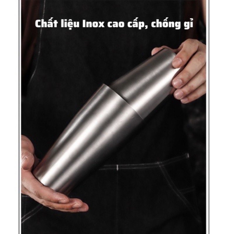 Bình Lắc Shaker 2 Mảnh pha chế cocktail chất liệu inox